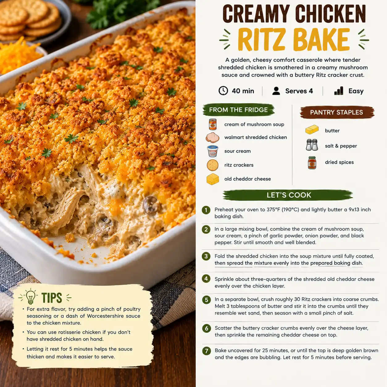 Creamy Chicken Ritz Bake — the finished dish