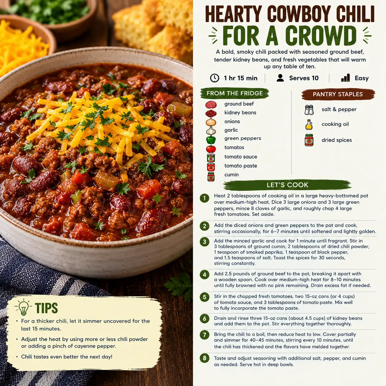 Hearty Cowboy Chili for a Crowd β the finished dish